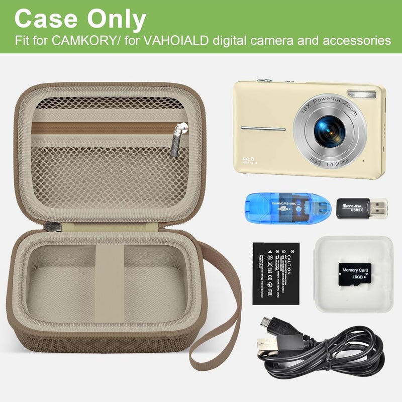 ALKOO Digital Camera Case Compatible with VAHOIALD FHD 1080P/ for CAMKORY Digital Point and Shoot/for KODAK PIXPRO FZ45-BK 16MP Vlogging/for IWEUKJLO/for Nsoela, Holder for SD Card More- Brown (Box Only) - Image 2